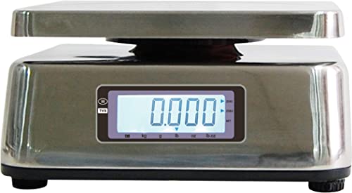 VisionTechShop TVS Portion control Stainless steel Washdown Scale, Lb/Oz/Kg/g Switchable, Low Profile Design, 30lb Capacity, 0.005lb Readability, Dual Display, NTEP Legal for Trade Coc #19-058