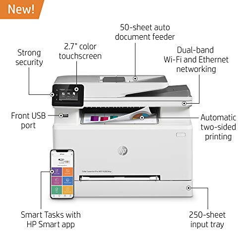 HP Color Laserjet Pro M283fdw Wireless All-in-One Laser Printer, Remote Mobile Print, Scan & Copy, Duplex Printing (7KW75A)