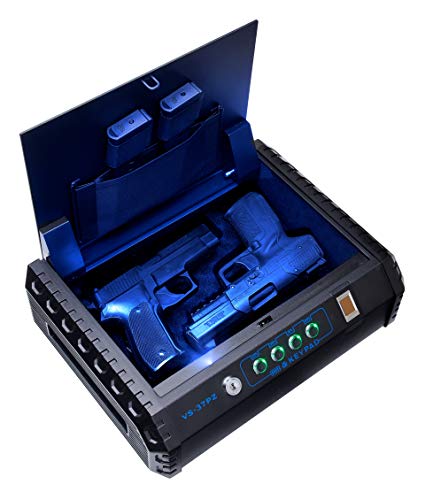 Viking Security Safe VS-37PZ Two Gun Safe with FBI Certified Fingerprint Safe Biometric Safe Sensor & Keypad 2 Handgun Capacity Pistol Safe