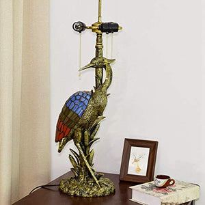 MANHONG Tiffany Style Dragonfly Table Lamp 18" Dark Red Blue - Retro Decorative Antique Light for Living Room