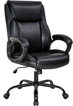 Adjustable Chair for Homework Chair for Business Offices with a high Back Executive Executive Chair Swivel Leather Leather Chair with a Lining, Working Chair for Office - Black (1)