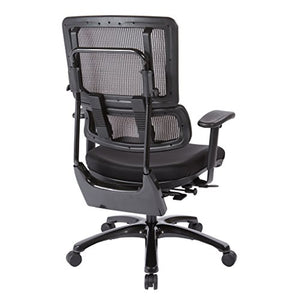 Office Star Breathable Black Vertical Mesh Back and Padded Coal FreeFlex Mesh Seat Managers Chair with Adjustable Arms and Polished Black Accents