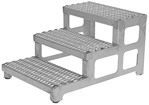 Vestil Stainless Steel Adjustable Step Mate Stand 3 Step 500 lb. Capacity Silver