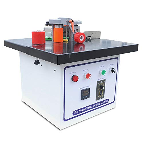 110V Wood Working Edge Banding Machine 1200W Portable Edge Bander Auto Tape Breaking Double-sided Coating Edgebander with Adjustable Speed Multi-Function Furniture Edge Bander