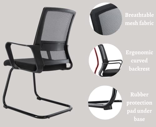 CIMOTA Mesh Office Guest Chairs Set of 6 - Black Mid Back Reception Chairs