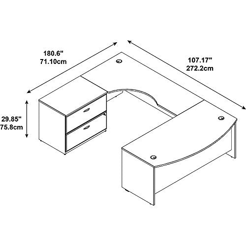 Bush Business Furniture Series C 72W Bowfront LH U-Station with 2-Drawer Lateral File
