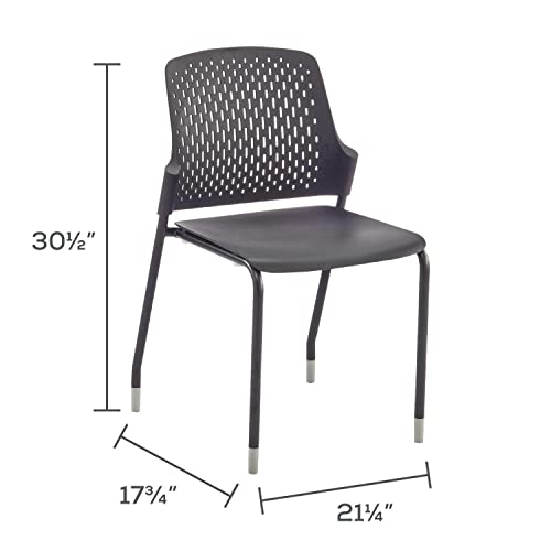 Safco Next Stacking Chair Set of 4, Black Plastic Seat, Steel Frame