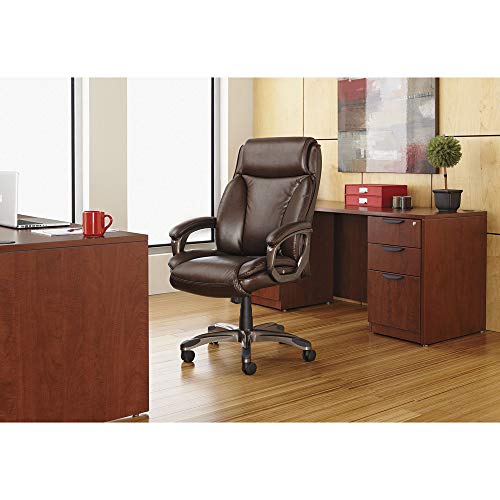 Alera Veon Series Executive High-Back Leather Chair with Coil Spring Cushioning, Black