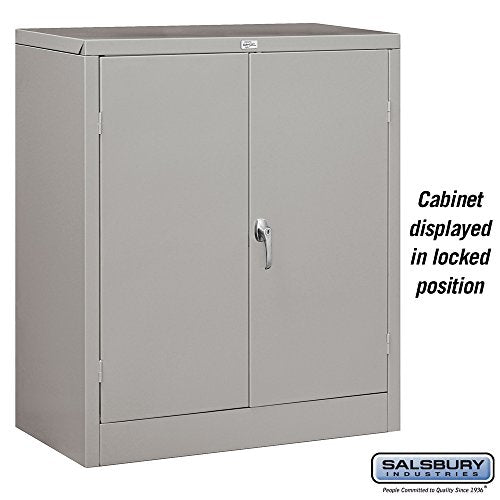 Salsbury Industries Assembled Counter Height Storage Cabinet, 42-Inch High by 18-Inch Deep, Gray