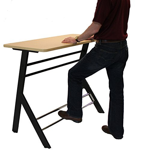 Stand2Learn Double Student Desk with Black Frame and Laminate Fusion Maple Top Grades 3-5 S2LY26B