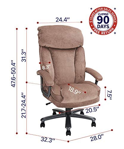 CLATINA Ergonomic Big and Tall Executive Office Chair - Beige, 400lbs Capacity