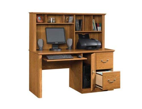 Sauder 401354 Orchard Hills Computer Desk with Hutch, L: 58.74" x D: 23.47" x H: 57.24", Carolina Oak finish
