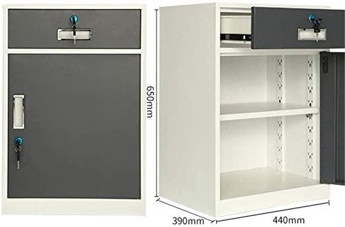 SHABOZ Desktop File Cabinet with Anti-Theft Lock, Steel Plate Drawer Storage Cabinet (Brown, 65x44x39cm)