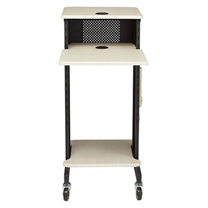 Oklahoma Sound PRC200 Premium Presentation Cart, Ivory Woodgrain/Black, 18"x40.5"x30