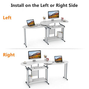 L-Shaped Computer Desk, LITTLE TREE Rotating Corner Desk & Modern Office Study Workstation, for Home Office or Living Room (White)