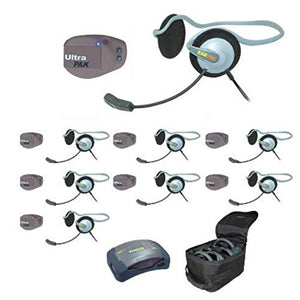 EARTEC UPMON8 Full Duplex Wireless Intercom System with 8 UltraPAK and Monarch Headsets