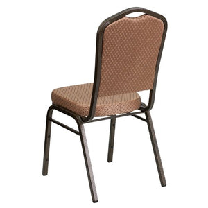 LIVING TRENDS Marvelius Crown Back Banquet Chair 10 Pack - Gold Diamond Patterned Fabric, Gold Vein Frame