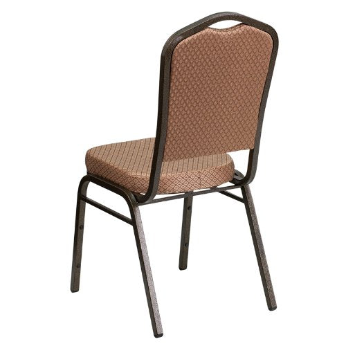 LIVING TRENDS Marvelius Crown Back Banquet Chair 10 Pack - Gold Diamond Patterned Fabric, Gold Vein Frame