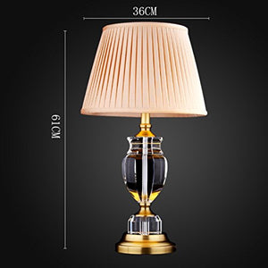 HZB Simple Modern Style Crystal Lamp Luxury Bedroom Bedside Lamp American Retro Copper Study The Living Room Lamp