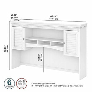 Pemberly Row 60W White and Gray Hutch for L Shaped Desk - Engineered Wood