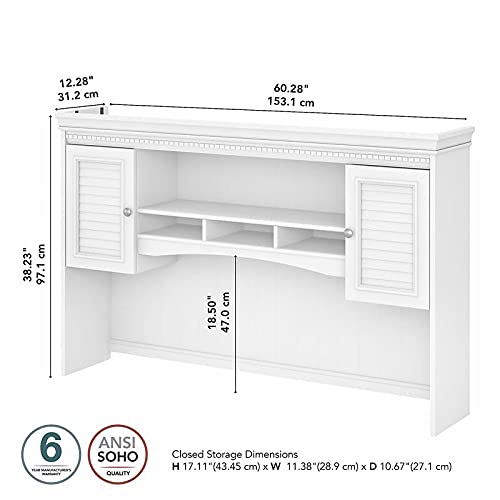 Pemberly Row 60W White and Gray Hutch for L Shaped Desk - Engineered Wood