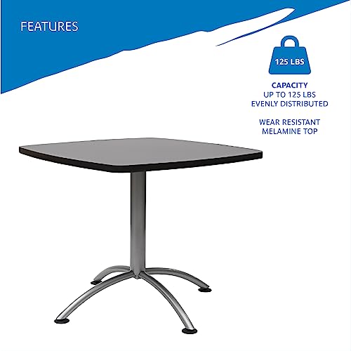 Iceberg CafeWorks Cafe Table, Graphite Granite, Steel Base - 36” x 36” x 29” H