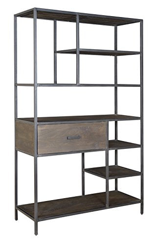 Treasure Trove One Drawer Bookcase, Brown and Black
