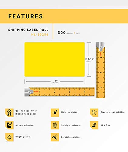 HOUSELABELS Compatible DYMO 30256 Yellow Shipping Labels (2-5/16" x 4") Compatible with Rollo, DYMO LW Printers, 50 Rolls / 300 Labels per Roll