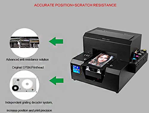 Automatic LED UV Inkjet Printer, A3 DIY Flatbed Digital Printer for Variety of Materials Like Plastic, PC, PVC, TPU, Acrylic, Wood,Phone Cases. Multifunctional Printer.(A3)