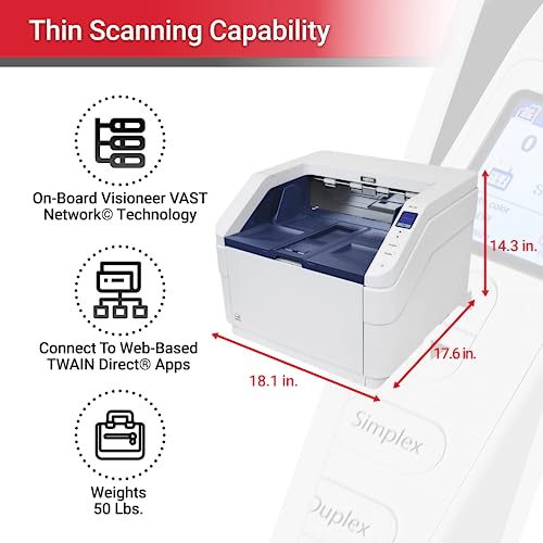Visioneer Xerox W130 Duplex Document Scanner for PC with 500-Page ADF