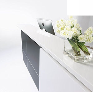GW FURNITURE Modern Reception Desk (98") with White Quartz Stone Counter-TOP