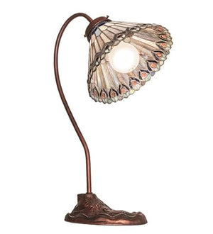 Meyda Tiffany 106055 18" High Tiffany Jeweled Peacock Desk Lamp