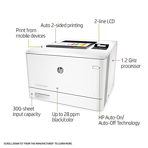 HP LaserJet Pro M452dn Color Laser Printer with Built-in Ethernet & Double-Sided Printing, Amazon Dash Replenishment ready (CF389A)