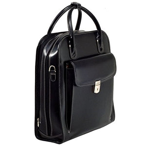 McKleinUSA W Series, LA Grange, Top Grain Cowhide Leather, 15" Leather Vertical Patented Detachable -Wheeled Ladies' Laptop Briefcase, Black (96495), 7.5 x 18 x 15 inches