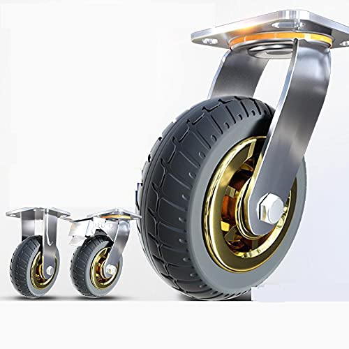 OLOTU 8 Inch Heavy Duty Swivel Casters with Brake - Silent Rubber Furniture Trolley Office Chair Wheels