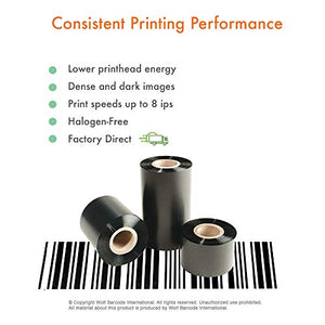 48 Rolls (Full Case) Wolfbarco Thermal Transfer Ribbon 3.27" x 1476' (83mm x 450m) Standard Black Resin-Enhanced Wax for Zebra GK420D SM4 ZT410 Tec Datamax Intermec Citizen Printer, Core Size 1", CSO