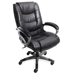 Mayline UL550HEZBLK Ultimo 500 High-Back Leather Task Chair with Arms, Black Leather