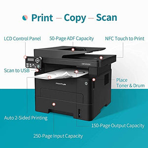 All in One Laser Printer Scanner Copier, Multifunction Black and White Printer with ADF, Auto Two Sided Printing, Built-in Ethernet, Connect with Network and USB Code Only, Pantum M7102DN with TL-410H