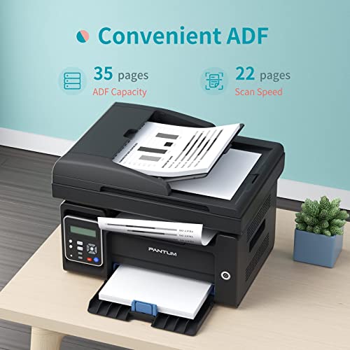 All in One Laser Printer Scanner Copier with Auto Document Feeder, Wireless Multifunction Black and White Laser Printer, Pantum M6552NW with Toner PB-211