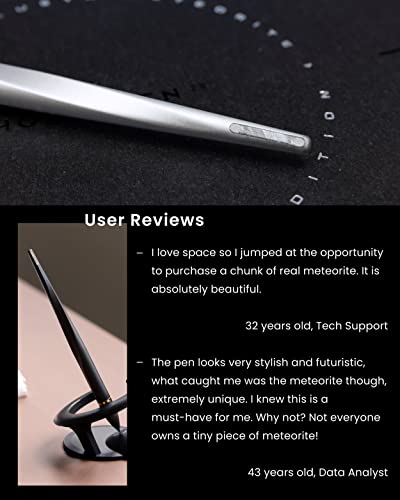 Novium Hoverpen 2.0 - Futuristic Luxury Pen, Professional Pen, Unique Aesthetic, Stunning Executive Pen Freely Suspended to Spin, Cool Gadgets, Modern Decor (Starlight Silver, Meteorite Embedded)
