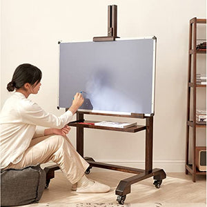 WDJBPSH Rolling TV Cart Brown, Mobile Floor Stand with AV Storage Tray, Height Adjustable Easel