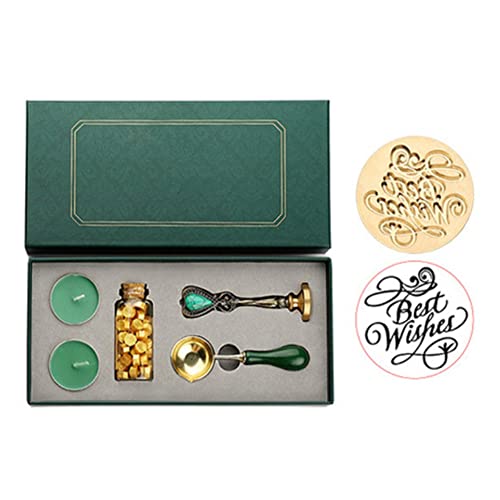 Vintage Storage Box Kit with Sealing Wax Tablet Beads Candle Detachable Spoon Stamp Set DIY Craft Envelope Party Invitation Letter Card Tools