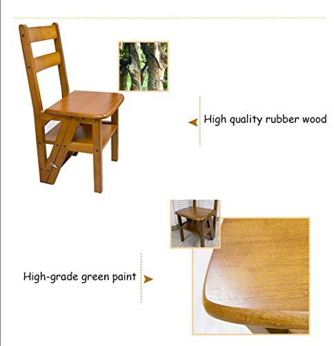 LUCEAE Bamboo 4-Step Folding Step Ladder with Non-Slip Treads