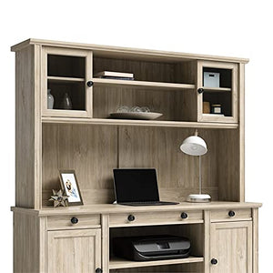 UrbanPro Engineered Wood and Tempered Glass Doors Hutch in Chalked Oak