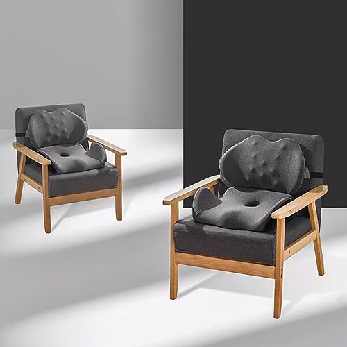 LSTQPK Office Chair Cushion Set for Back and Butt Pain Relief - Gray