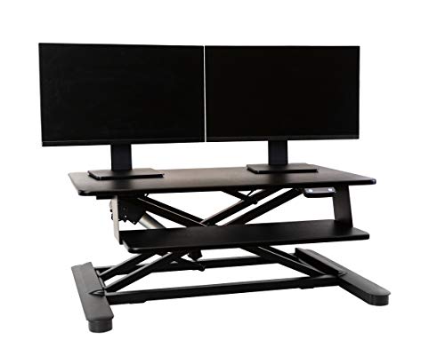 Ergotech Freedom Electronic Desk, Includes Fully Assembled E-Desk, Space for Two 24 inch Computer Screen Monitors, Touch of a Button Height Adjustment, Adjustable Keyboard Tray, Black