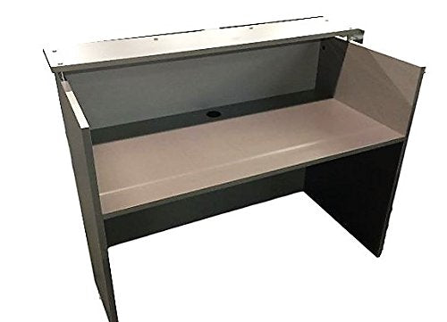 DFS Reception Desk Shell which fits a 15" Monitor - 60" W by 30" D by 44" H Silver and White Front