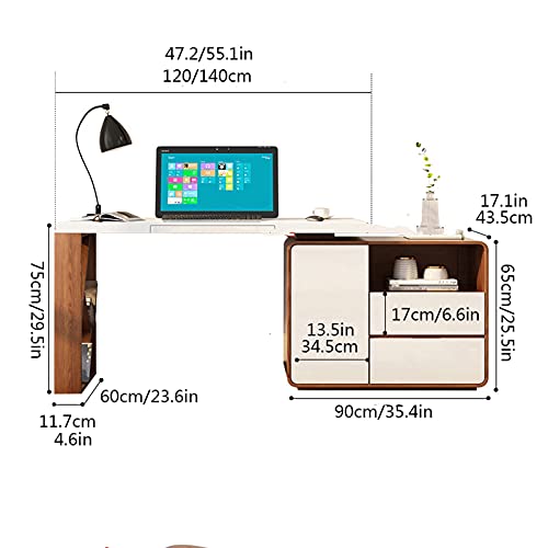 Multifunctional Computer Desk with Bookshelf, Rotatable Locker, and Hidden Keyboard Tray - 1.2m