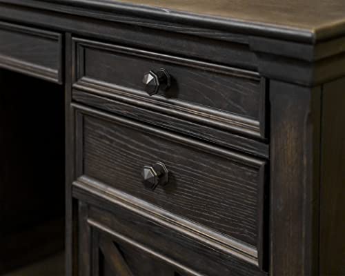 Martin Furniture Traditional Wood Credenza Desk, Dark Brown - Office Writing Table with Storage