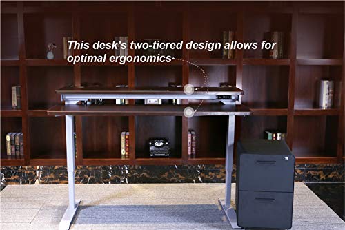 AITERMINAL Split Top Electric Stand Up Desk Single Motor-Height Adjustable Desk (59", Grey Frame/Walnut Top)